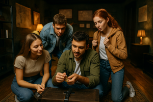 Grupo con ropa cómoda para escape room Santander